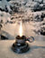 Silver Antique LED Oil Lamp Light Warm White Battery Operated Decoration 21cm