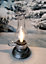 Silver Antique LED Oil Lamp Light Warm White Battery Operated Decoration 21cm