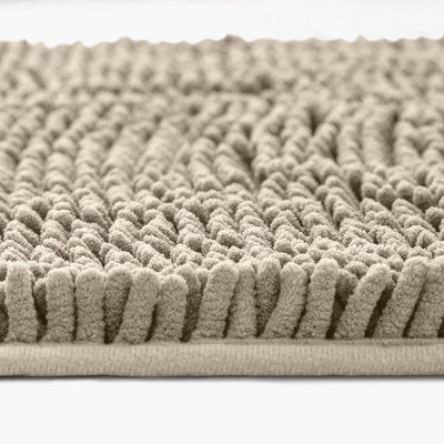 Silver Bath Mats Anti Slip Super Absorbent Luxury Modern Chenille ...
