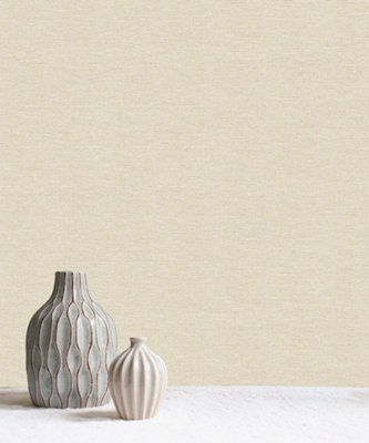 Silver Birch Luxury Textured Plain Wallpaper - Neutral / Gold