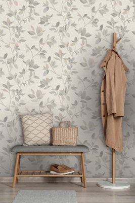 Silver Birch luxury textured wallcovering - silver/neutral