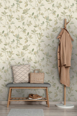 Silver Birch luxury textured wallpaper - green