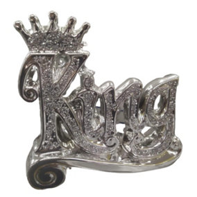 Silver Bling Crown King Crushed Diamond