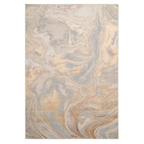 Silver Brown Metallic Marble Lustre Sheen Rug 120x170cm