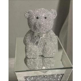 Silver Ceramic Crystal Full Crushed Teddy Bear Sparkling