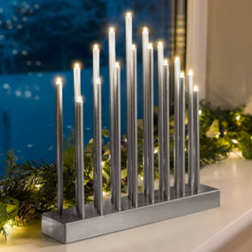 Silver Christmas Candle Bridge Tower Light Christow