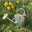 Silver & Copper Trim Metal Watering Can with Rose (9 Litre)
