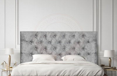 Silver Crushed Velvet 4FT6 - Double 20" Chesterfield Headboard