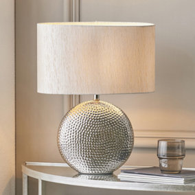 Silver Dot Textured Ceramic Table Lamp Art Decor Base and Lamp