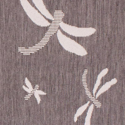 Silver Dragonfly Garden Patio Rug - Weatherproof, Mould & Mildew Resistant Indoor Outdoor Mat - Round 120cm Diameter