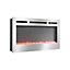 Silver Electric Fire Wall Mounted or Insert Fireplace 12 Flame Colors 40 Inch