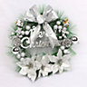 Silver Elegant Glittering Hanging Christmas Wreath with Mixed Decoration 30 cm