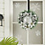 Silver Elegant Glittering Hanging Christmas Wreath with Mixed Decoration 30 cm