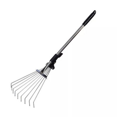 Silver Extendable Carbon Steel Garden Rake