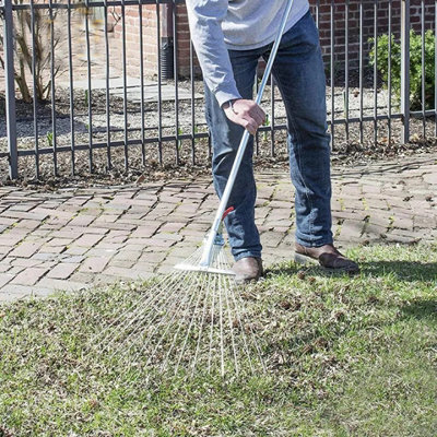 Silver Extendable Carbon Steel Garden Rake