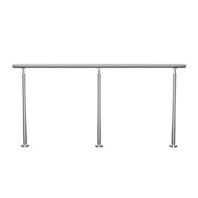 Silver Floor Mount Stainless Steel Handrail for Slopes and Stairs 240cm W x 110cm H