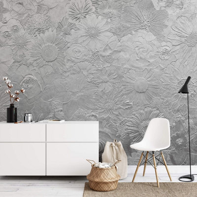 Silver Flowers Mural - 384x260cm - 5452-8