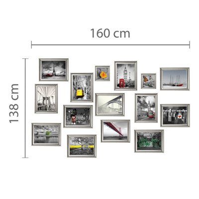 Silver Frame Photos Wall Stickers Mural Decoration Decal Views 160cm x 138cm Stock Clearance