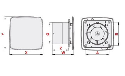 Silver Front Bathroom Extractor Fan 100mm 4