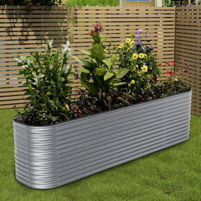 Silver Galvanized Raised Garden Beds Outdoor Large Metal Garden Box Planter Raised Beds for 320cm W x 80cm D