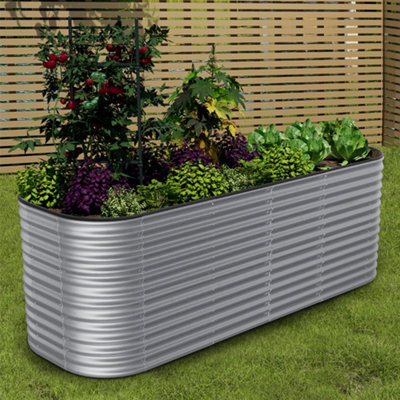 Silver Galvanized steel Raised Garden Bed Kit Raised Planter Box kit ...