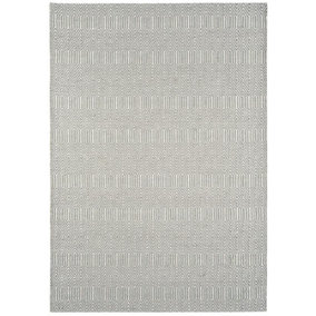 Silver Geometric Handmade Luxurious Modern Wool Easy To Clean Rug Dining Room Bedroom And Living Room-120cm X 170cm