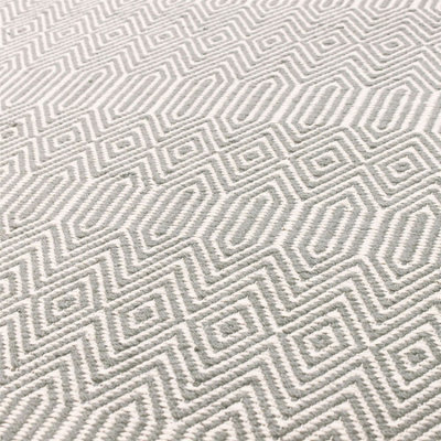Silver Geometric Handmade Luxurious Modern Wool Easy To Clean Rug ...