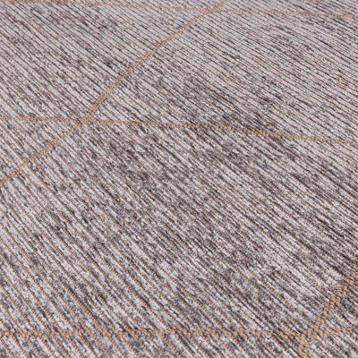Silver Geometric Modern Rug Easy to clean Living Room and Bedroom-120cm ...