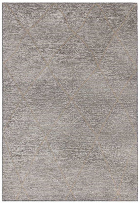 Silver Geometric Modern Rug Easy to clean Living Room and Bedroom-160cm X 230cm