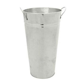Silver Glavanised Flower Bucket with Handles. H30 x W17 cm