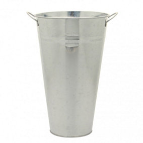 Silver Glavanised Flower Bucket with Handles. H36 x W21 cm