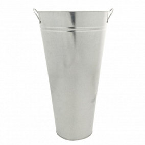 Silver Glavanised Flower Bucket with Handles. H45 x W24 cm