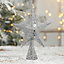 Silver Glittered Wrought Iron Christmas Tree Topper Xmas Star Ornament Home Decor 30x40cm