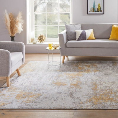 Silver Gold Abstract Modern Easy to Clean Abstract Rug For Dining Room Bedroom And Living Room-80cm X 150cm