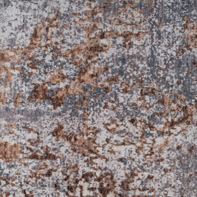 Silver Gold Metallic Distressed Abstract Anti Slip Washable Rug 160x230cm