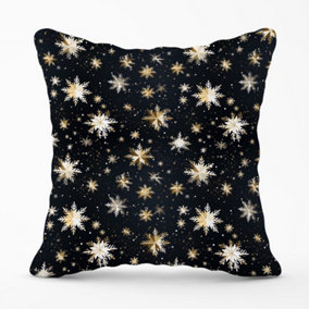 Silver Gold Snowflake Pattern Cushions 45cm x 45cm