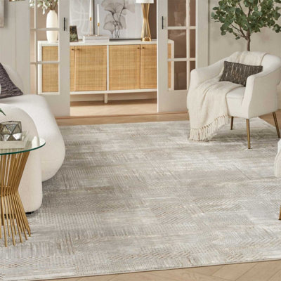 Silver Grey Abstract Modern Living Room Bedroom & Dining Room Rug-119cm ...