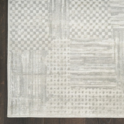 Silver Grey Abstract Modern Living Room Bedroom & Dining Room Rug-274cm ...