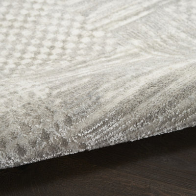 Silver Grey Abstract Modern Living Room Bedroom & Dining Room Rug-274cm ...
