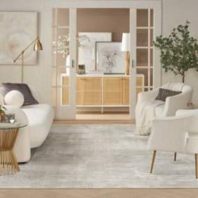 Silver Grey Abstract Modern Living Room Bedroom & Dining Room Rug-69 X 229cmcm (Runner)