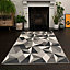 Silver Grey Diamond Geometric Living Room Rug 160x230cm