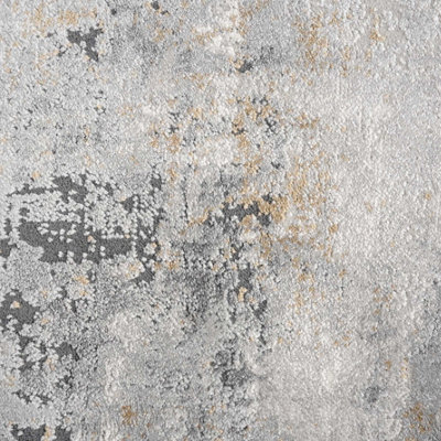 Silver Grey Metallic Distressed Abstract Area Rug 80x150cm