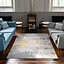 Silver Grey Ochre Distressed Abstract Area Rug 80x150cm