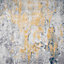 Silver Grey Ochre Distressed Abstract Area Rug 80x150cm