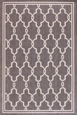 Silver Grey Outdoor Rug, Geometric Stain-Resistant Rug For Patio Decks Garden Balcony, Modern Outdoor Area Rug-80cm X 150cm