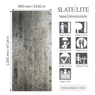 Silver Grey Slate Veneer Multi Brick 120 x 60cm Thin & Light Weight Sheet