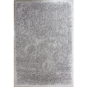 Silver Grey Thick Soft Shaggy Area Rug 60x110cm