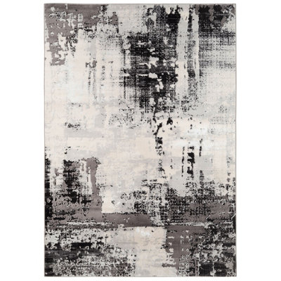 Silver Grey Transitional Contemporary Abstract Living Area Rug 190x280cm