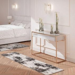 Silver Grey Transitional Contemporary Abstract Living Runner Rug 70x240cm