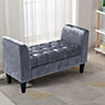 Silver Grey Velvet Storage Bed End Bench Ottoman Chaise Pouffe Stool